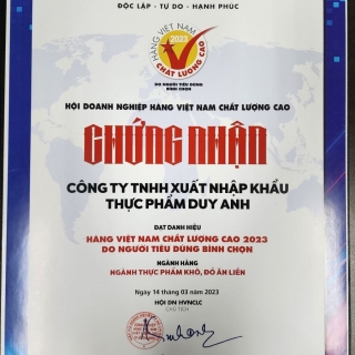 Vietnamese High Quality Product Certification  2023